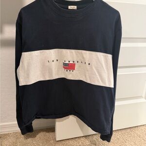 Brandy Melville Navy and White Long Sleeve Tee